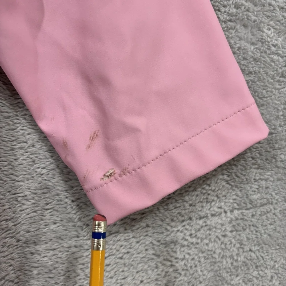 Pink Platinum Girls Pink Hooded Rain Coat Full Zip Jacket Size 5/6 Pockets
